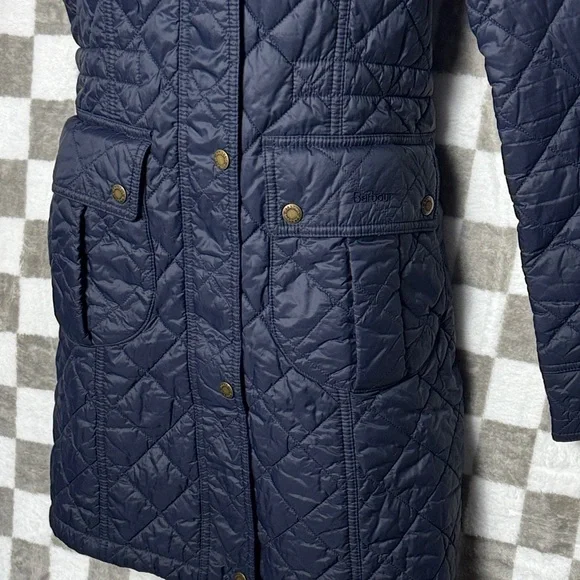 Barbour Navy Quilted Women's Jacket Parka 8 - Picture 4 of 13